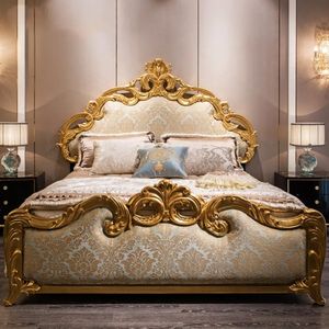 Hot Sale The plaza Luxury Classic Cream Gold Carving Bedroom Set Upholstered Bed Elegant Royal Furniture for Hotel Villa Premium - Product Image 2