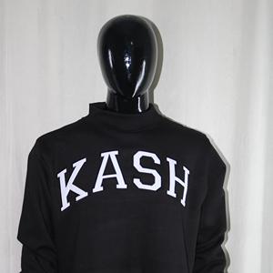 KASH BLACK <b>Mock</b> <b>Neck</b> Sweatshirt 100%WHITE Applique Embroidery wide <b>neck</b> Sweatshirt Finer Threads - Product Image 2