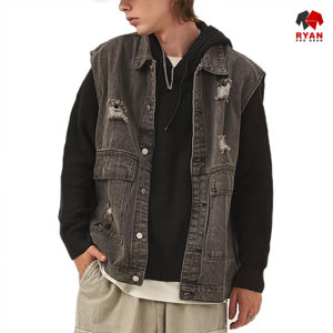 เสื้อกั๊กยีนส์ไร้แขน Ryan Pro Gear ดีไซน์ใหม่รักษ์โลก แฟชั่นสำหรับทุกเพศ พร้อมโลโก้แบบกำหนดเอง - Product Image 1