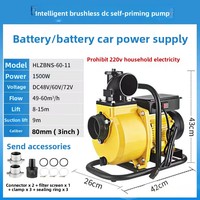 Pompe à eau auto-amorçante CC sans balais 48V 60V 72V en alliage d'aluminium à grand débit pour vélo électrique et refroidissement de batterie de véhicule électrique