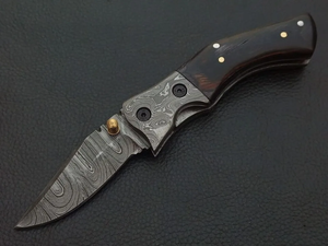 Couteau pliant LEGACY BLADES OEM en acier Damas, manche en bois de noyer, couteau tactique EDC pour le camping, la chasse, couteau de poche, fabrication en usine - Product Image 4
