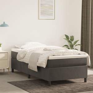 Base de Cama Tapizada en Terciopelo Gris Oscuro 100% Poliéster con Madera Contrachapada y Madera de Ingeniería, Duradera y Elegante - Product Image 1