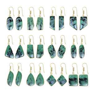 Pendientes para Mujer, Rubí Zoisita Natural, Joyería de Piedras Preciosas Chapadas en Oro de Moda, Metal de Latón Macizo Directo, Pendientes de Oro de 18k, Regalos de Boda - Product Image 1