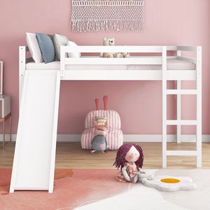 Letto a Soppalco Multifunzionale con Scivolo, Design Bianco, Letti per Bambini (Vecchio SKU WF281157AAK) - Product Image 2
