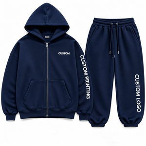 Ensemble de survêtement personnalisé pour homme 100 % coton avec sweat à capuche zippé et pantalon de jogging – Streetwear haut de gamme, couleur et taille personnalisables, fabricant en marque blanche - Product Image 5