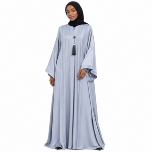 Abaya Estilo Dubái Minimalista, Kaftán Abierto por Delante, Abaya Turca Abierta, Abaya Clásica Farasha, Abaya con Mangas Kimono, Abaya Árabe Moderna A - Product Image 1
