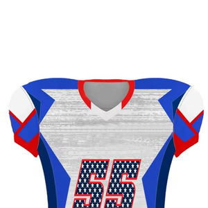 ชุดยูนิฟอร์มอเมริกันฟุตบอลผู้ชายผ้าโพลีเอสเตอร์พิมพ์ลายดีไซน์ใหม่คุณภาพสูงสั่งทำพิเศษพร้อมกางเกงขาสั้น - Product Image 5