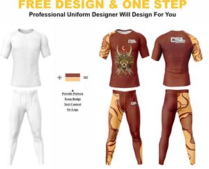 Ensemble de compression à manches longues avec impression par sublimation sans couture, qualité supérieure, respirant, vêtements de sport, rashguard et legging MMA - Product Image 2