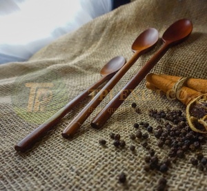 Cuillère en bois ensemble de serveur artisanat en gros fantaisie en bois Long manche servant du thé en vrac cuillères promotionnelles - Product Image 2