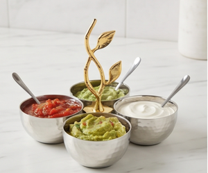 Ensemble de bols de service modernes en métal avec support en feuille d'or pour la présentation de la nourriture lors de fêtes, la décoration de table à la maison ou au bureau - Product Image 1