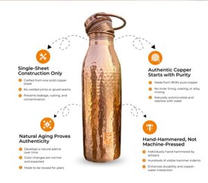 Botella Deportiva Metálica de 1000 ml, 100% Nuevo Diseño, 99.12% Cobre Puro, Color y Logotipo Personalizables, Ecológica, Tapa Anticorrosión, Promocional - Product Image 2