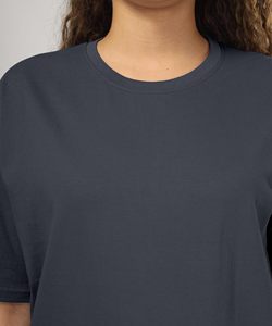 Camiseta de Mujer, Simple, de Color Sólido, Cuello Redondo, Tops de Verano, Camiseta Holgada a la Moda para Mujer - Product Image 6