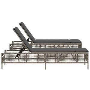 Chaise longue réglable en rotin PE gris avec accoudoirs standard, confortable pour l'extérieur - Product Image 6