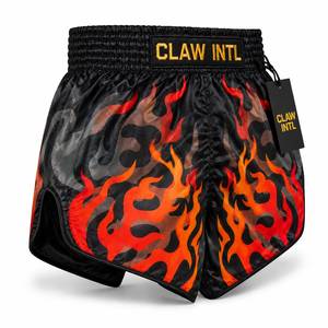 Pantalones Cortos de Boxeo Unisex Negros con Estampado de Llamas Rojas, Sublimados, Transpirables, de Secado Rápido, Corte Regular, para Adultos - Product Image 6