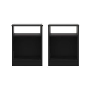 Modern <b>Oak</b> Nightstand Set of 2 Black Assembled <b>Bedside</b> <b>Cabinet</b> - Product Image 4