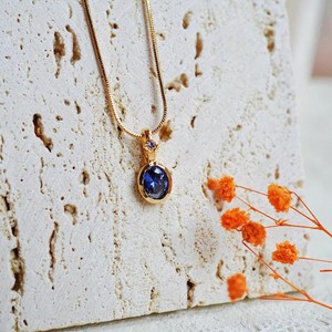 Pendentif délicat en Tanzanite, argent sterling 925 plaqué or 14 carats, taille ovale, pierre de naissance de décembre, cadeau bijou - Product Image 1