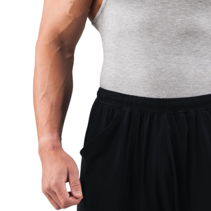 Men Ribbed Tank Top Sleeveless Muscle Fit Gym Workout Vest <b>Stretch</b> Athletic Training Base Layer Light Grey Activewear - Product Image 5