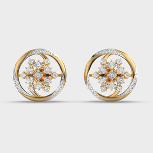Pendientes de Diamantes Cultivados en Laboratorio con Certificación IGI, Diseño Floral en Racimo, Oro Amarillo/Blanco/Rosa de 9K, Halo Redondo en Espiral - Product Image 5