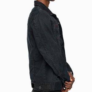 Hot Selling High-Street Style with Custom Colors <b>Rhinestone</b> Front Logo for Winter Factory-Made Men's 100% Cotton Denim <b>Jackets</b> - Product Image 2