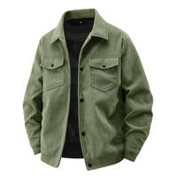 Veste chemise en velours côtelé noir pour homme, col rabattu, simple boutonnage, manteau décontracté d'automne avec poches, motif camouflage, respirant