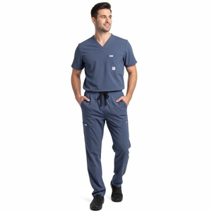 Medical Doctor Men <b>Scrub</b> Suit Cotton Fabric Hospital Uniform Set OEM Custom Clothing Supplier Breathable <b>Scrub</b> Suits Men's - Product Image 4