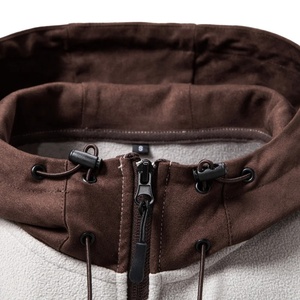 Sweat-shirt polaire zippé à capuche pour homme, couleur unie, coupe décontractée, idéal pour l'hiver, coupe ample, mélange polyester-coton, coupe-vent, imperméable, avec poches - Product Image 4