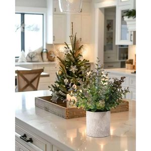 ต้นยูคาลิปตัสประดิษฐ์ขนาดเล็ก 2 ชิ้น พร้อมกระถาง สำหรับตกแต่งบ้าน ฟาร์มเฮาส์ โต๊ะกาแฟ ชั้นวางของ ห้องน้ำ - ต้นไม้ปลอม - Product Image 2