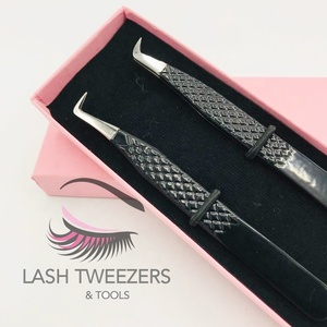 Ensemble de pinces à épiler professionnelles en acier inoxydable de haute qualité pour extensions de cils, utilisation à domicile, volume des cils, design durable et durable, vison - Product Image 3