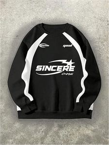 เสื้อสเวตเชิ้ตผู้ชายทรงโอเวอร์ไซส์ คอกลม แขนยาวแบบแร็กแลน ลายกราฟิก ทันสมัย - Product Image 3