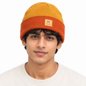 Gorros de punto acanalado al por mayor con logo personalizado, gorro de invierno de dos tonos con dobladillo, gorro cálido elástico estilo streetwear unisex, sombrero moderno, proveedor de EE. UU. - Product Image 1
