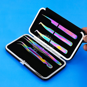 Certified Eyelash Extension Tweezers Kit Fiber Tip Lash Tweezer Long for Lash Isolation Stainless Steel for Eyelash Extensions - Product Image 1