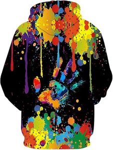 เสื้อฮู้ดพิมพ์ลายสีสันสดใสทรงปกติสำหรับผู้ชาย สไตล์ลำลองสำหรับฤดูใบไม้ร่วง เสื้อฮู้ดถักสไตล์สตรีทแวร์ - Product Image 3