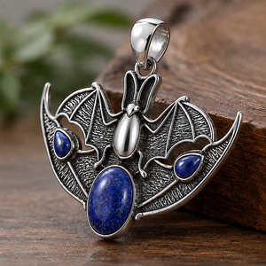 Pendentif Lapis Lazuli ovale avec serti clos, fait main, en laiton, breloque de collier en pierre précieuse, bijoux plaqués or et argent - Product Image 6