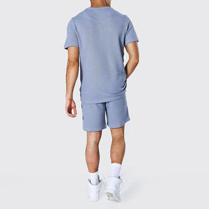 Summer New Men Casual Shorts <b>Sets</b> Washed Color Short Sleeve T-Shirt <b>Knitted</b> Embroidered Solid Tracksuit <b>Set</b> - Product Image 2