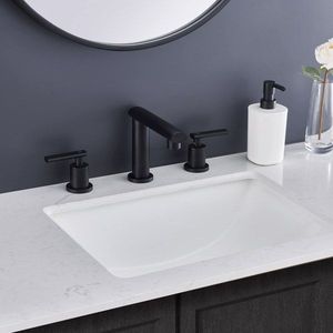 Matte Black Modern Vanity Faucet 3-Hole Widespread Waterfall Bathroom Sink Faucet with 2 Handles - Product Image 6