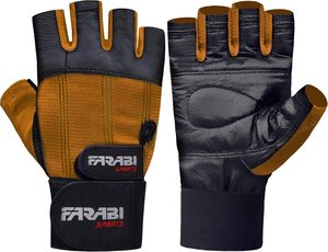 Gants de sport Farabi en cuir à logo personnalisé, demi-doigts, antidérapants, avec sangle de poignet réglable, respirants, pour musculation et haltérophilie - Product Image 1
