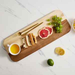 Tabla de servir de madera de acacia con mango largo, tabla de cortar de madera, bandeja para queso, tabla de cortar para cocina, apta para alimentos - Product Image 2
