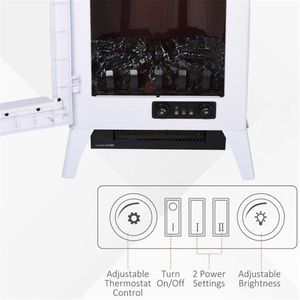 Caminetto Elettrico da 23 Pollici con Display LCD Bianco 750W/1500W, Autoportante con Cornice in Metallo, Spina AU per Uso Domestico, Hotel, Camper - Product Image 4