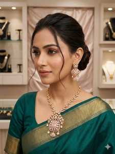 Wholesale High Quality New Vintage Copper Gold Plated Crystal Bridal Jewelry <b>Set</b> Long Mala Necklace Earrings Maang Party Wedding - Product Image 5