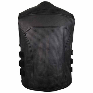 Chaleco de Cuero Negro para Hombre, Estilo Motero, Cuello en V, con Bolsillos, Estilo Vintage, para Club, a la Moda, Cálido para Invierno, de Alta Calidad OEM - Product Image 5