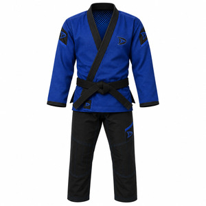 Kimono de BJJ bleu pour homme, coupe classique, 100% polyester, séchage rapide, vêtements d'arts martiaux pour adultes, ceinture noire incluse - Product Image 1