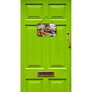 Multicolor Lakeland Terrier Fall Kitchen Pumpkins Aluminum Metal <b>Sign</b> 8HX12W <b>Door</b> Hanging Prints <b>for</b> Home Decor <b>for</b> Kitchen Wall - Product Image 2