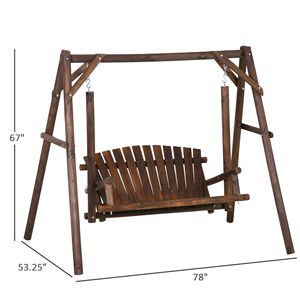 Dondolo da Giardino Tradizionale Rustico in Legno Massello Marrone da 6,5 Piedi per 2 Persone - Product Image 4