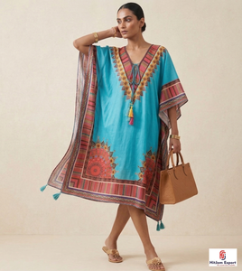 Women Printed <b>Kaftan</b> Dress Loose Fit Beach Wear Lightweight Fabric <b>Summer</b> Island Vacation Style Bulk Supply - Product Image 6