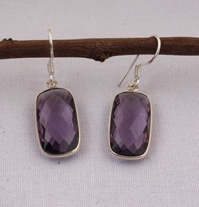 Wholesale Natural Amethyst 925 <b>Sterling</b> <b>Silver</b> <b>Dangle</b> <b>Earrings</b> February Birthstone Purple Gemstone Drop <b>Earrings</b> High Quality - Product Image 1