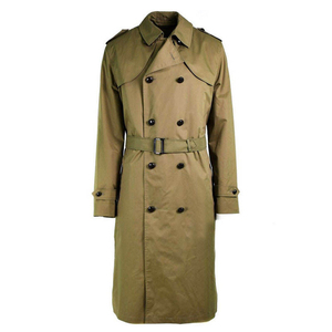 <b>Men's</b> Olive Green Double Breasted Trench <b>Coat</b> With Belt Notched Lapel <b>Long</b> Outerwear Waterproof Canvas Material - Product Image 1