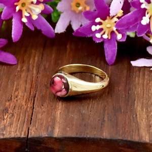 Bague élégante en argent 925 plaqué or 18 carats avec pierre précieuse turquoise Mohave et rose rouge, fabrication artisanale, bijou raffiné, cadeau pour femme - Product Image 2