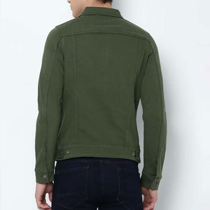Chemise-veste en coton vert olive pour homme, col rabattu, fermeture à boutons simple, coupe ajustée, vêtement d'automne - Product Image 4