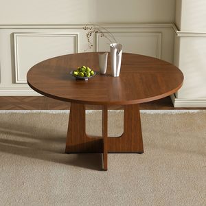 Table de salle à manger ronde de 47 pouces style ferme, finition grain de bois MDF, capacité de charge de 300 lb, espace confortable pour 4 personnes - Product Image 3