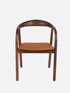 Premium Wooden <b>Dining</b> Chair with Comfortable Leather Seat Modern Scandinavian <b>Dining</b> <b>Armchair</b> for Home Restaurant Cafe - Product Image 2
